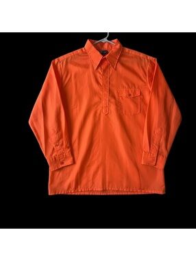 Vintage 70s Obermeyer Nylon Wind Shirt Mens L Orange Popover Hong Kong Exc.Cond.